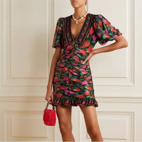 strawberry ruched dress Alex Perry Marin Ruched Midi Dress In Strawberry